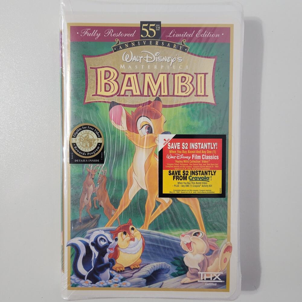 Bambi 55th Anniversary Walt Disney's Masterpiece VHS Limited Edition, New Sealed